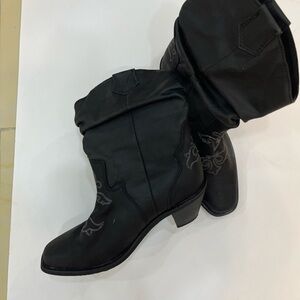 Santa Fe Boot Co. Women’s‎ Leather Cowboy Ankle Boots Black Size 7.5 Western